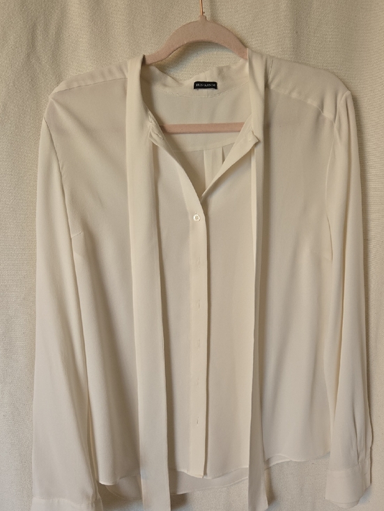 iris & arnim Tops - Iris + Arnim Cream Tie-Neck Blouse Silk